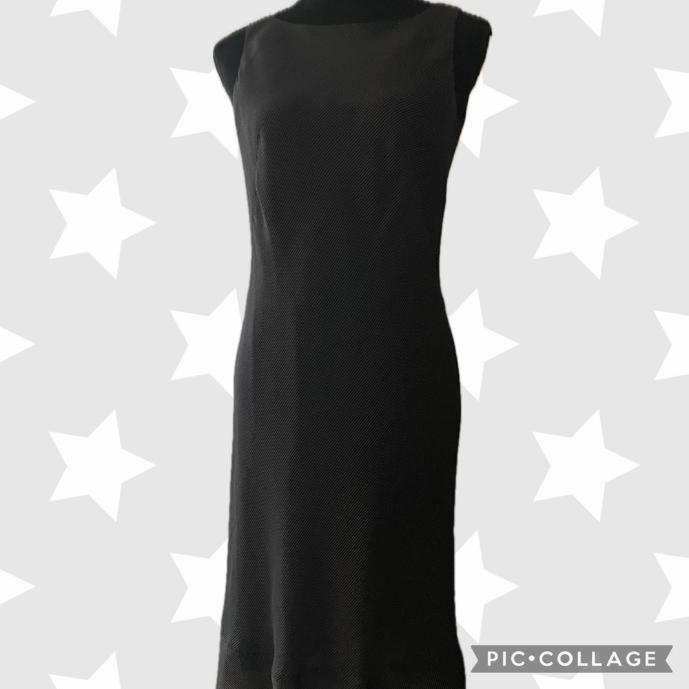 Ann Taylor Pinstripe Sleeveless Black Dress